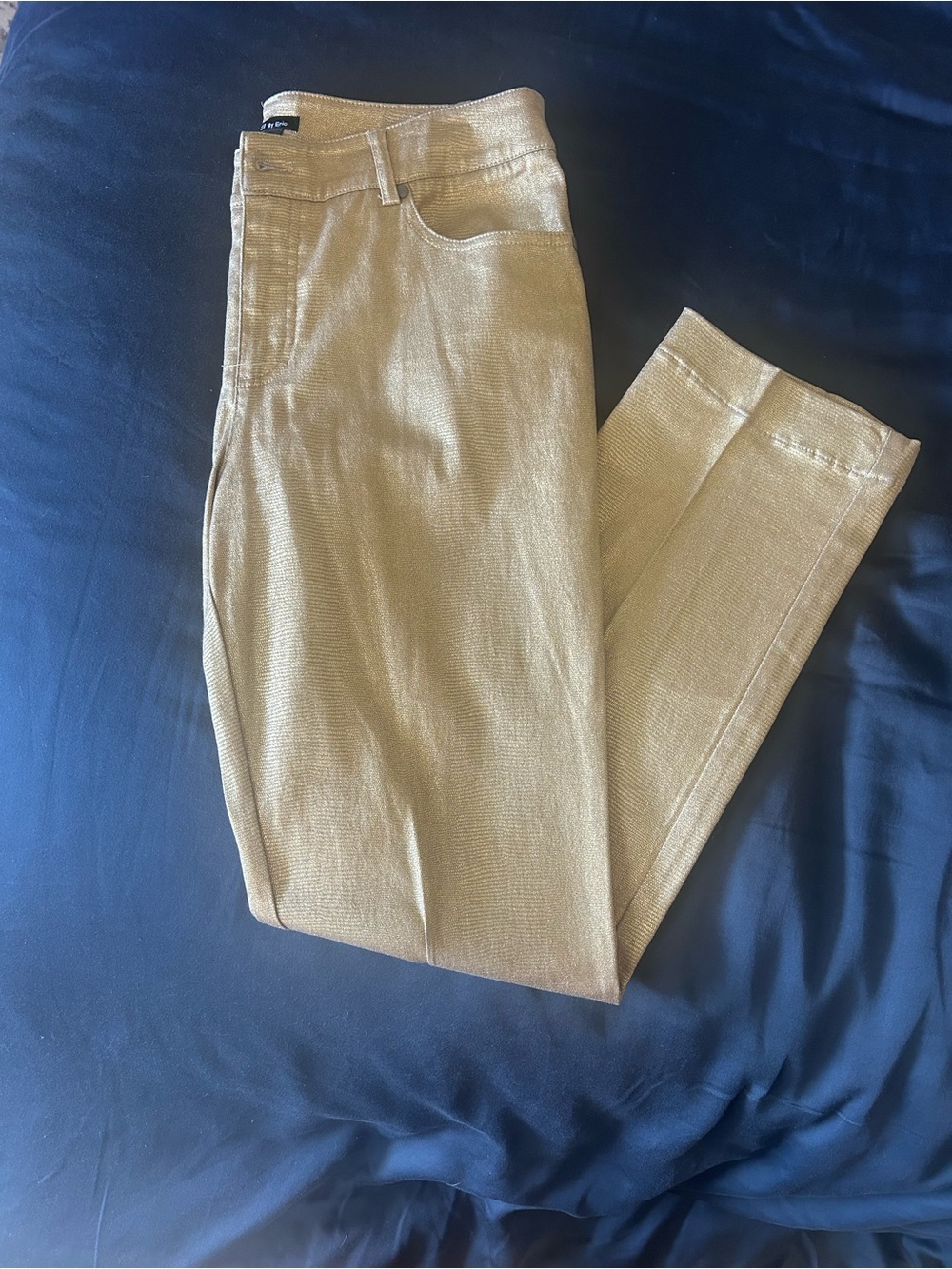 Shimmery Gold Skinny Jeans for Women - Sleek High-Shine